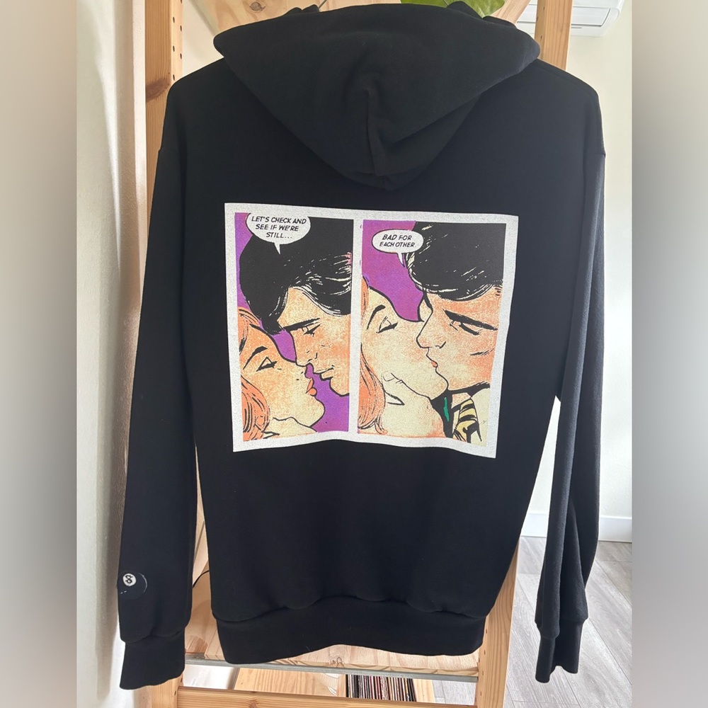 Rare HTF SECTION EIGHT 8 Black Hoodie Adult Large Graphic Toxic Love